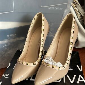 Vince Camuto Nude Studded Heels